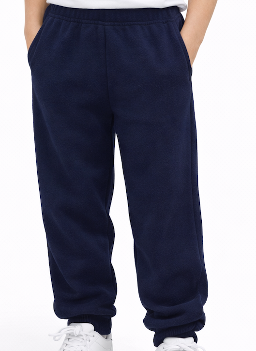 Kids navy fleece school uniform trousers manufactured in Pakistan