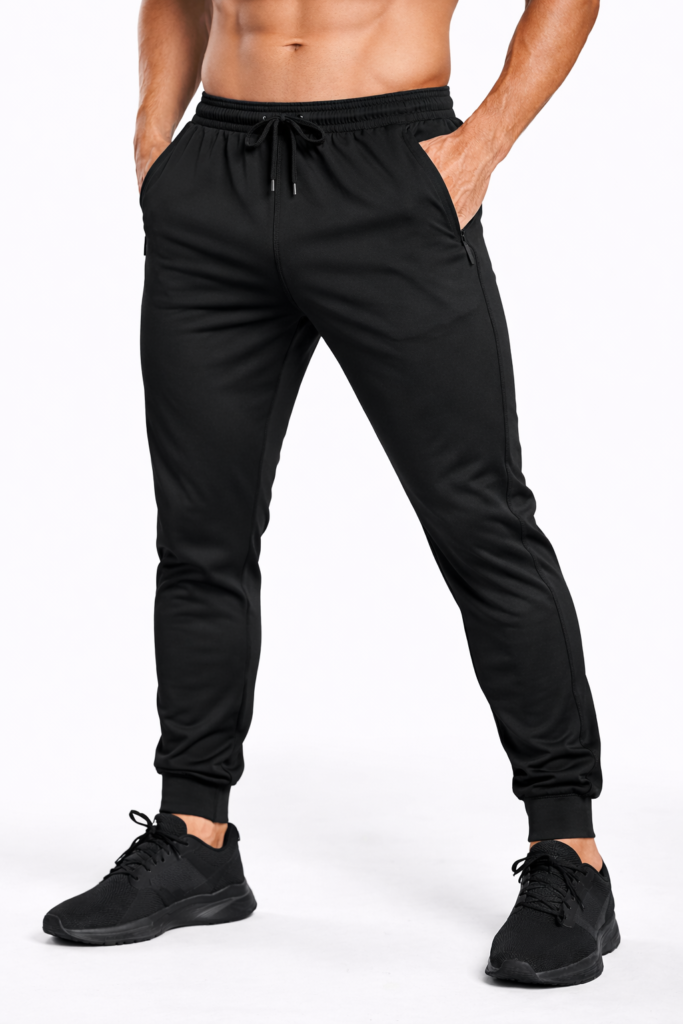 Men black training trousers for gym and sports wear