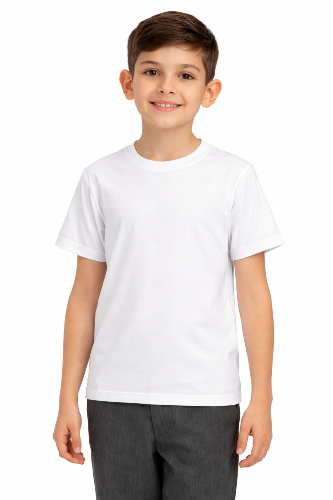 Kids white school t shirt plain uniform tee no logo Pakistan manufacturer