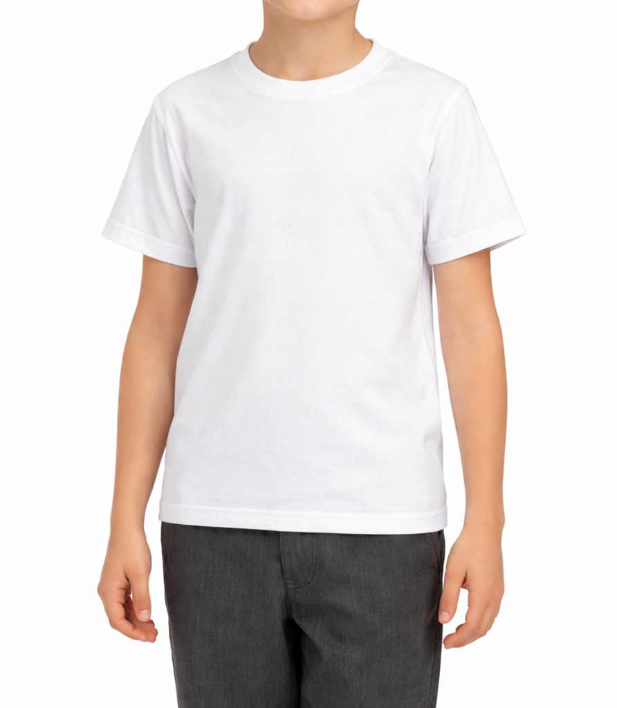 Kids white school t shirt plain uniform tee no logo Pakistan manufacturer