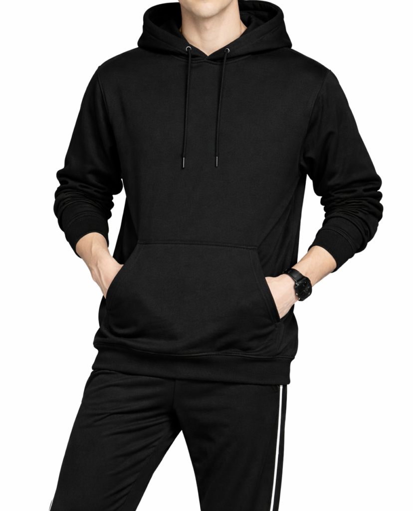 Men black hoodie for gym training and casual wear