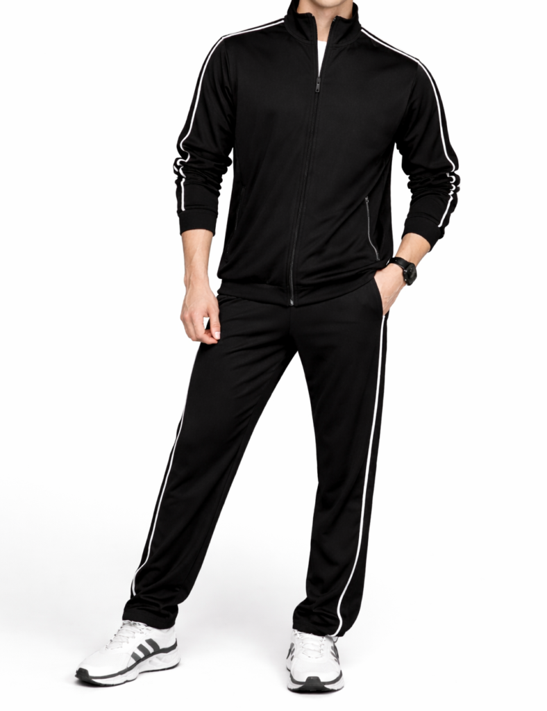 Men black tracksuit set for training and sports wear